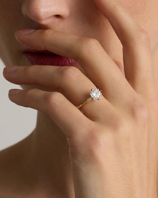 Lab Grown Diamond Round Six Prong Knife Edge Engagement Ring - 1.5ct - US 7604