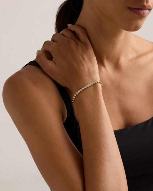 14K Gold Lab Grown Diamond Bezel Set Tennis Bracelet - 4ctw - US 1217