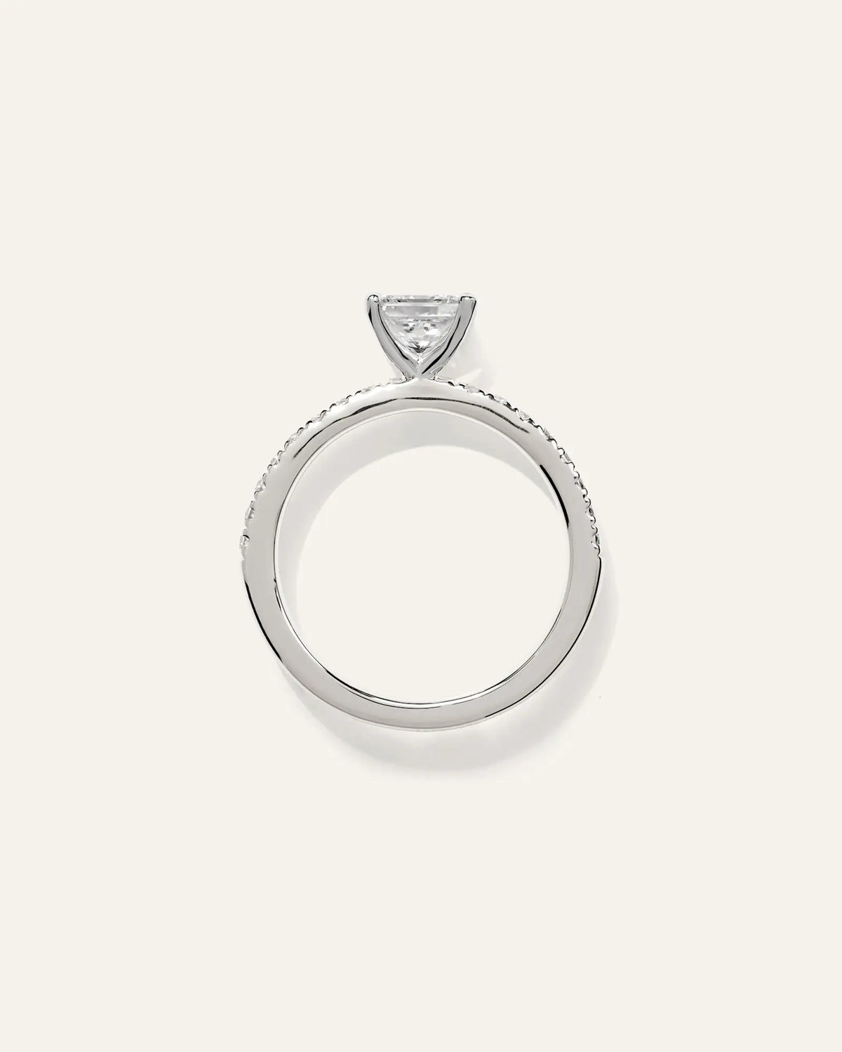 Lab Grown Diamond Princess Petite Pave Engagement Ring - 1ct - US 7835
