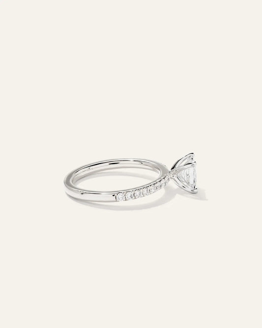 Lab Grown Diamond Princess Petite Pave Engagement Ring - 1ct - US 7835