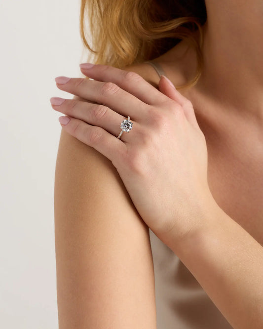 Lab Grown Diamond Round Petite Pave Engagement Ring - 2.5ct - US 4956