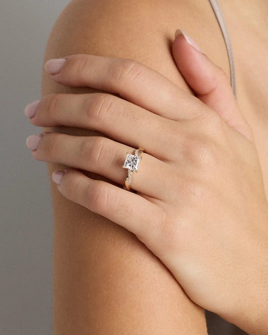 Lab Grown Diamond Princess Twisted Engagement Ring - 1.5ct - US 1073
