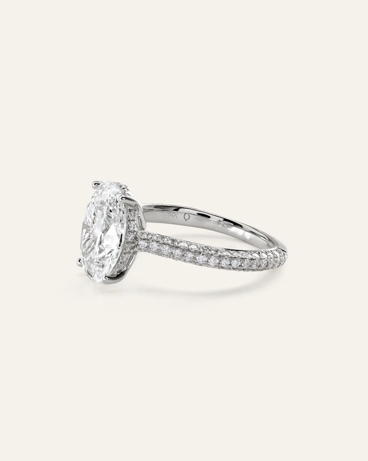 Lab Grown Diamond Oval Pave Cathedral Engagement Ring - 3ct - US 4305