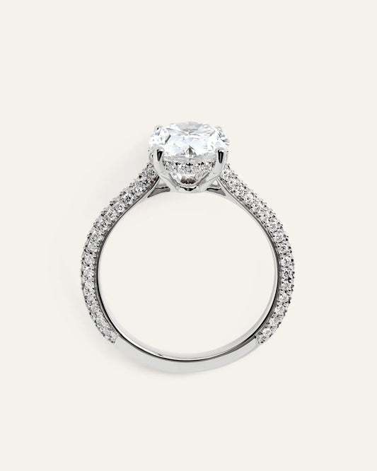 Lab Grown Diamond Oval Pave Cathedral Engagement Ring - 3ct - US 4305