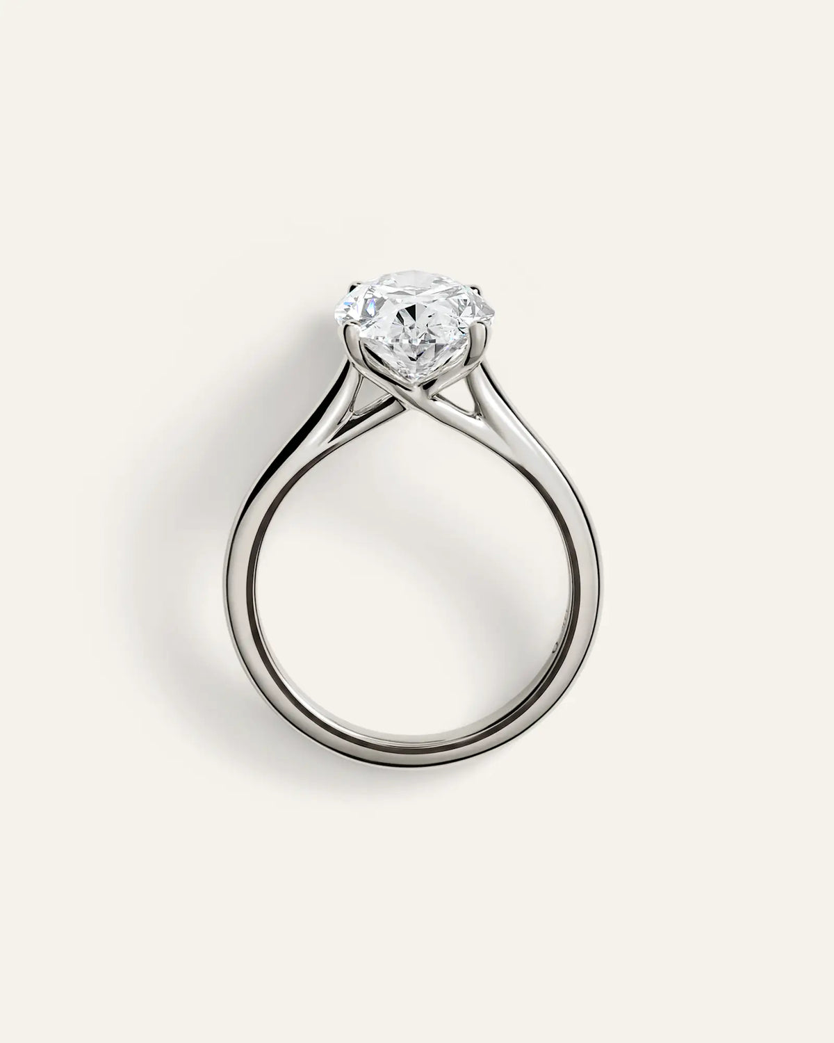 Lab Grown Diamond Oval Trellis Cathedral Engagement Ring - 4ct - US 8846