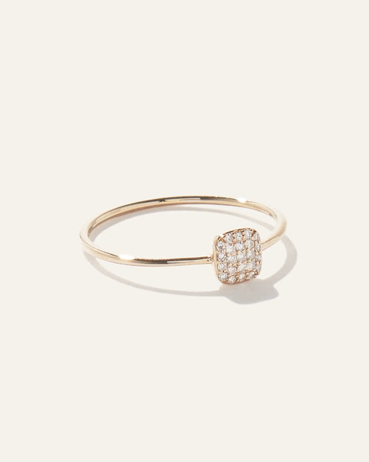 14K Gold Pave Diamond Cushion Ring - US 9335