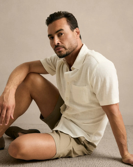 Organic Cotton Stretch Selvage Short Sleeve Shirt - US 6899