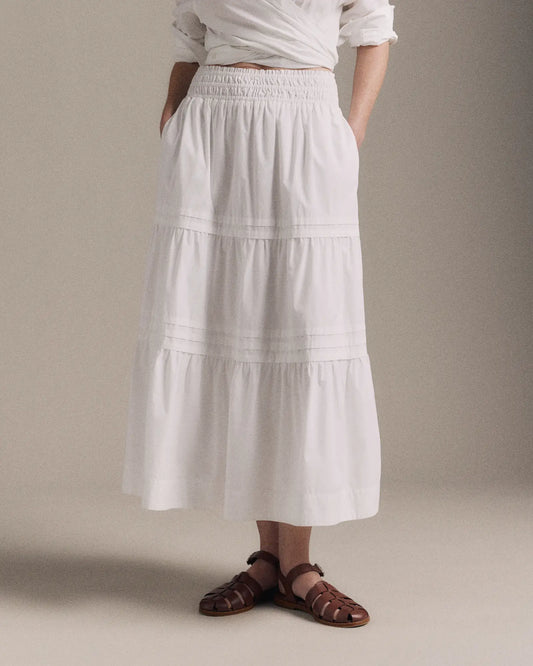 100% Organic Cotton Poplin Tiered Maxi Skirt - US 8042
