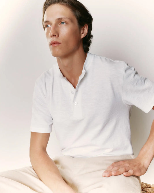 100% Organic Cotton Slub Henley Tee - US 9492