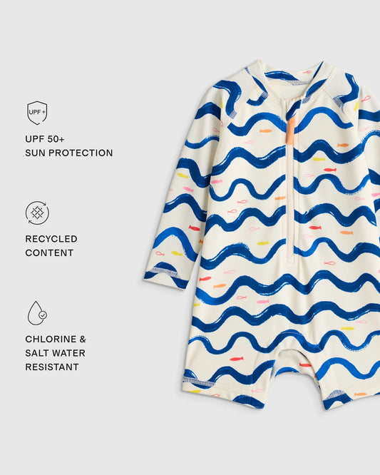 Long Sleeve Zip-Up Rash Guard One-Piece - US 6175