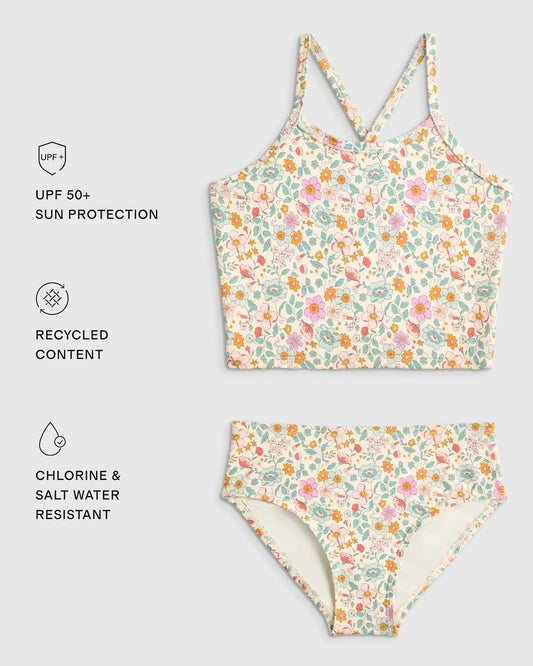 Tankini and Long Sleeve Raglan Rash Guard Set - US 3215