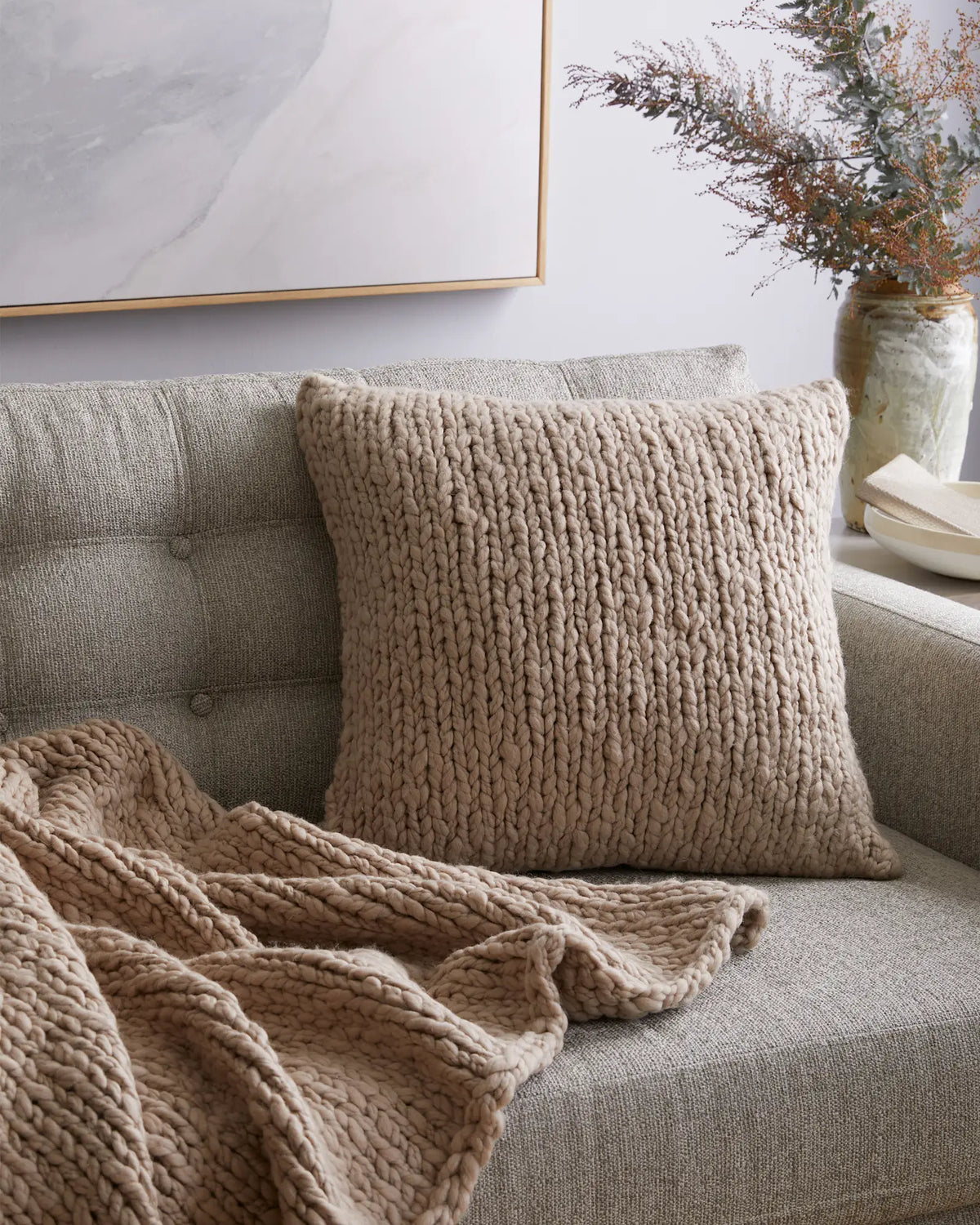 Chunky Hand Knit Wool Pillow Cover - US 0818