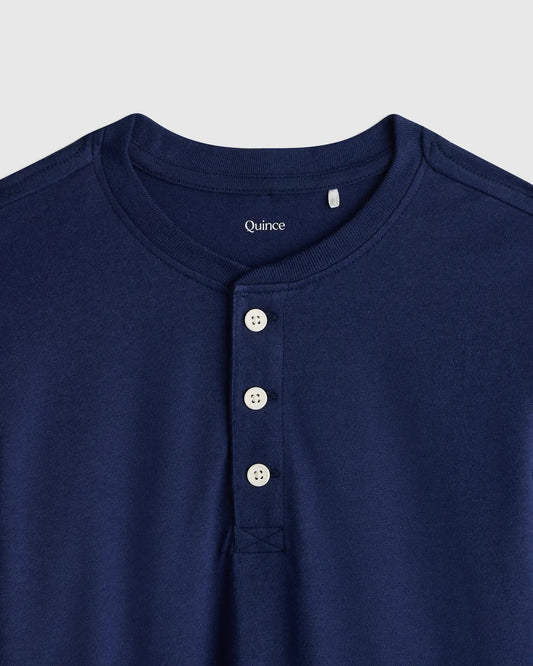 100% Organic Cotton Long Sleeve Henley Tee - US 3480