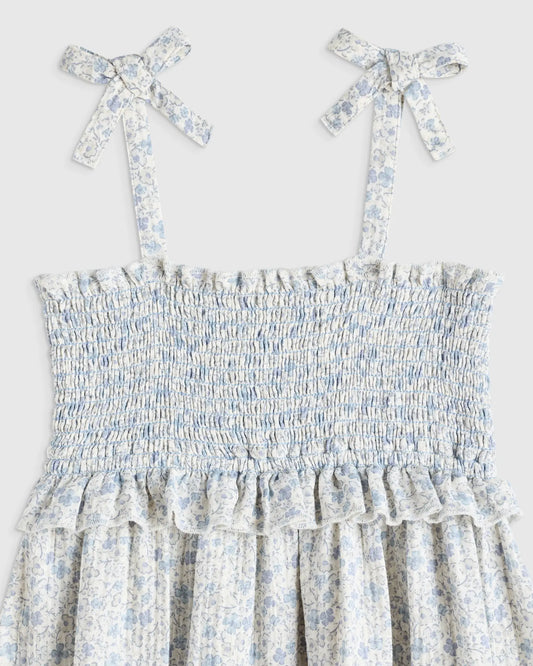 Girls Sleeveless Smocked Organic Cotton Gauze Dress - US 7130