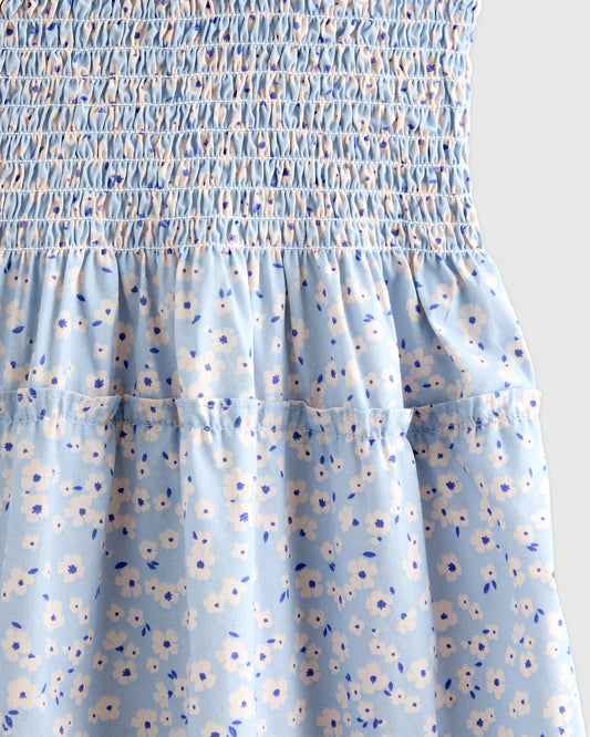 100% Organic Cotton Poplin Smocked Dress - US 5976
