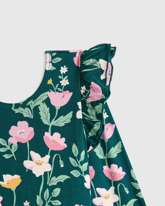 Bamboo Long Sleeve Flutter Twirl Dress - US 8042
