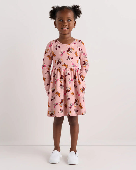 Organic Cotton Long Sleeve Fit and Flare Pocket Dress - US 4474