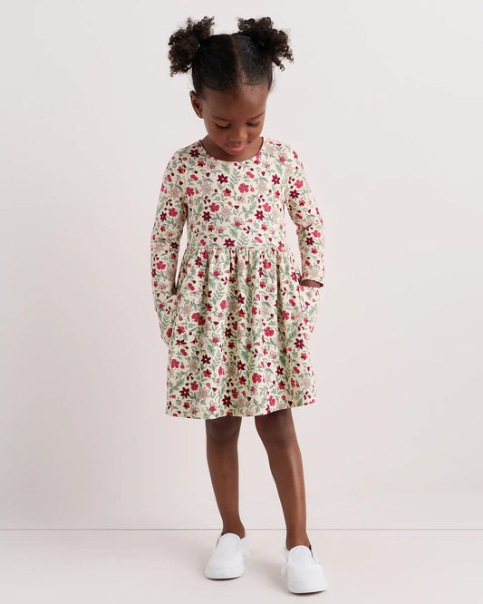 Organic Cotton Long Sleeve Fit and Flare Pocket Dress - US 1737