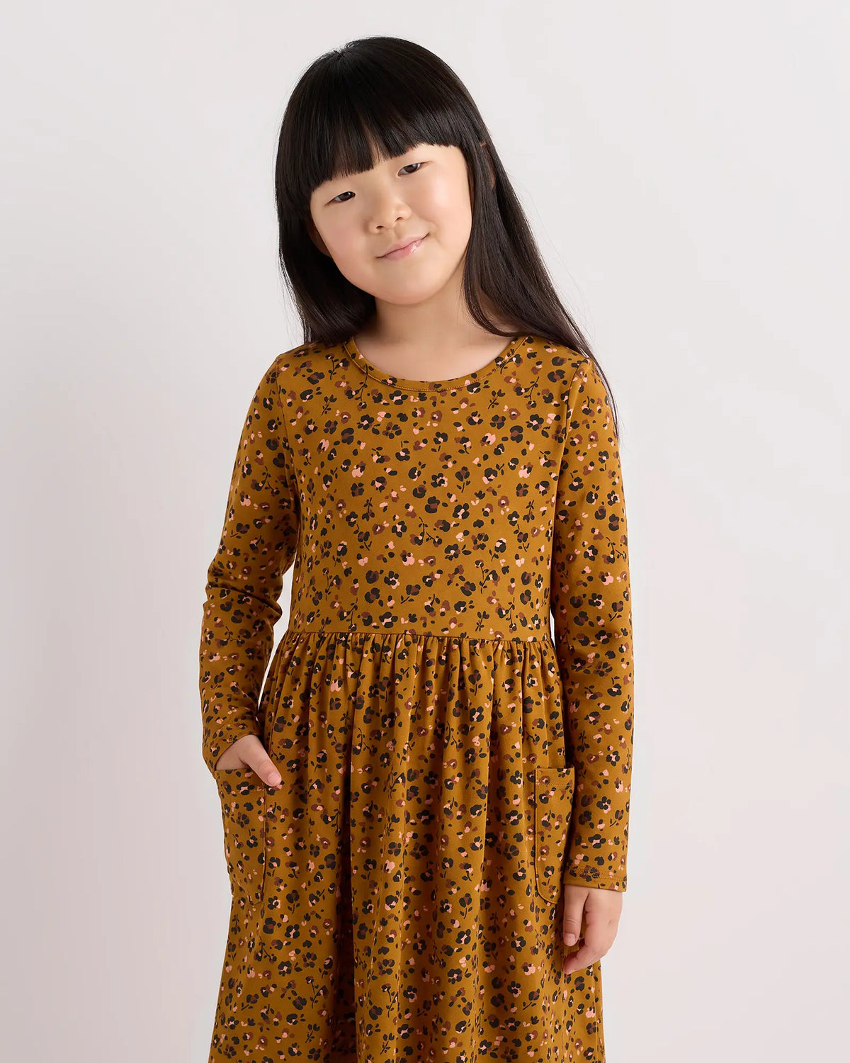 Organic Cotton Long Sleeve Fit and Flare Pocket Dress - US 3754