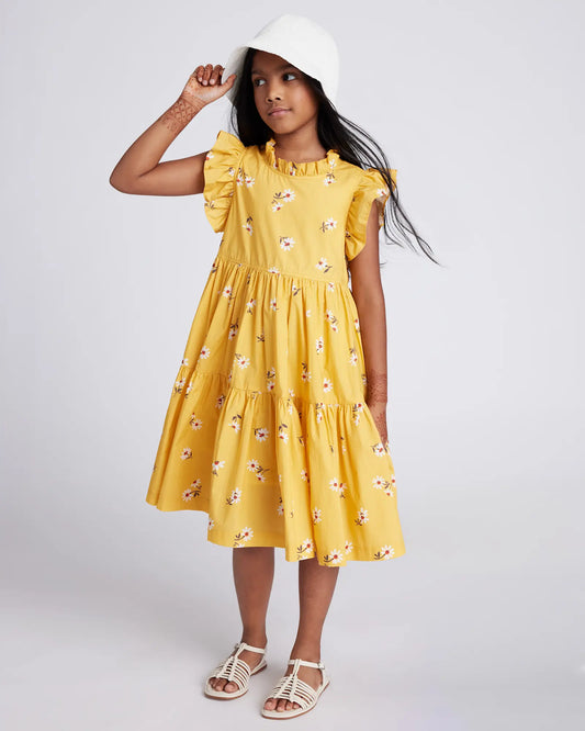 100% Cotton Poplin Ruffle Sleeve Dress - US 3051