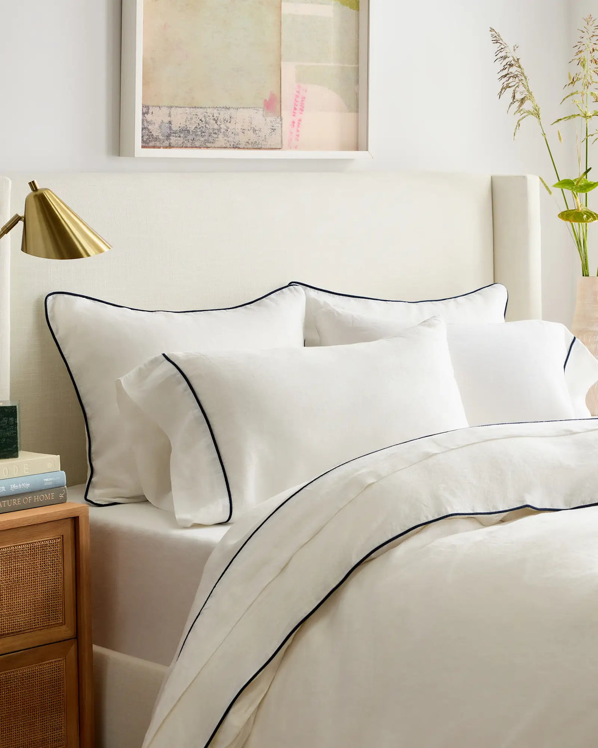 European Linen Piped Pillowcase Set - US 7519
