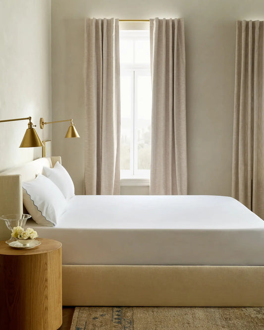 Organic Crisp Percale Scallop Fitted Sheet Set - US 2400