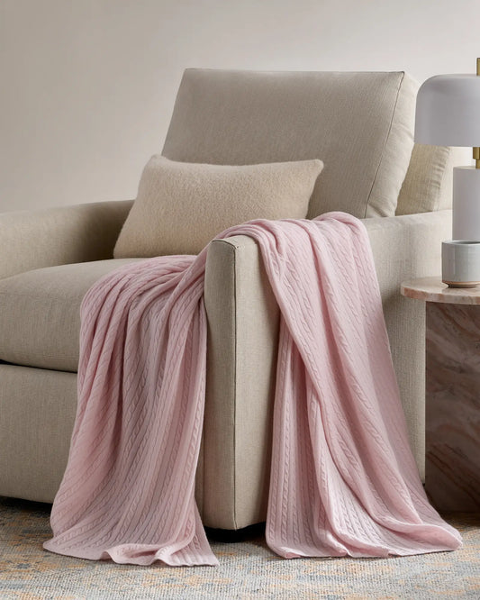 Cable Knit Cashmere Throw - US 2705