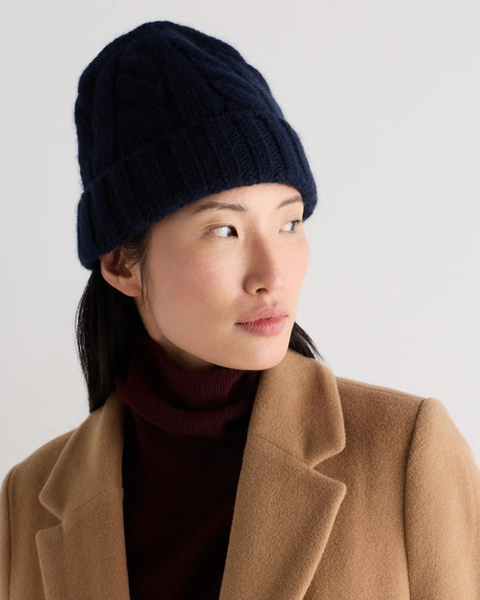 Mongolian Cashmere Cable Knit Beanie - US 8039