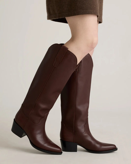 Italian Leather Tall Western Boots - US 1582
