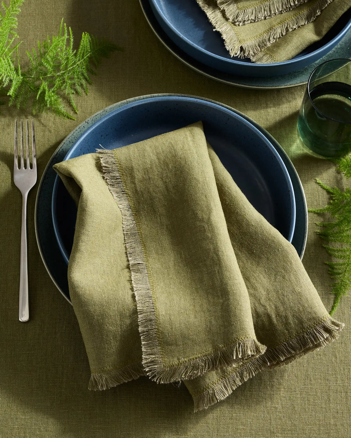 European Linen Fringe Napkins, Set of 4 - US 9284