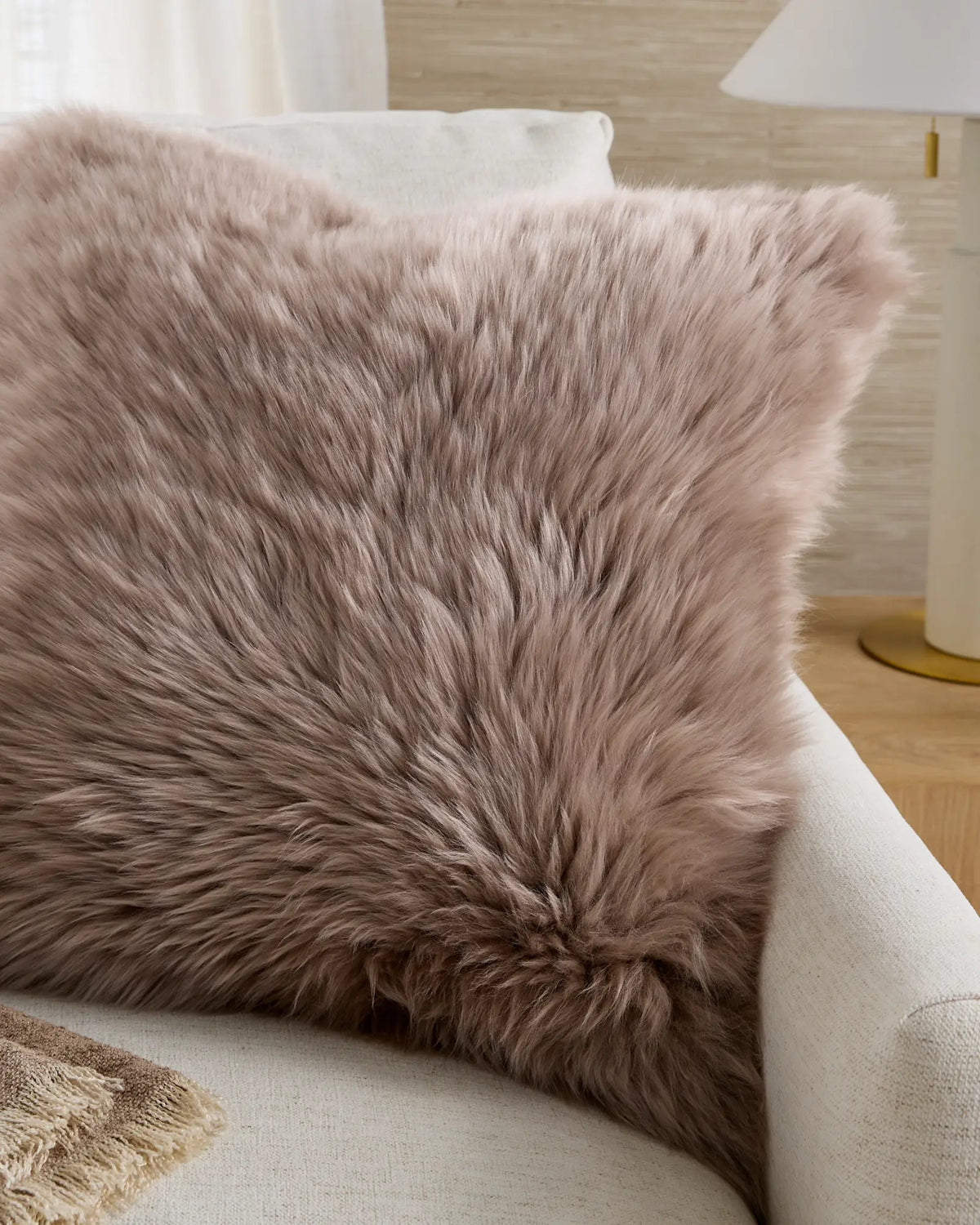 Natural Sheepskin Accent Pillow Cover - US 4262