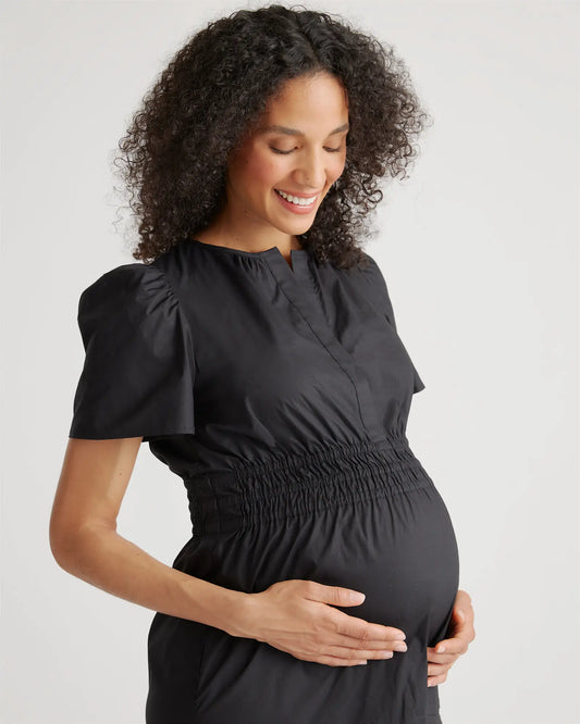 100% Organic Cotton Poplin Maternity Tiered Maxi Dress - US 7380