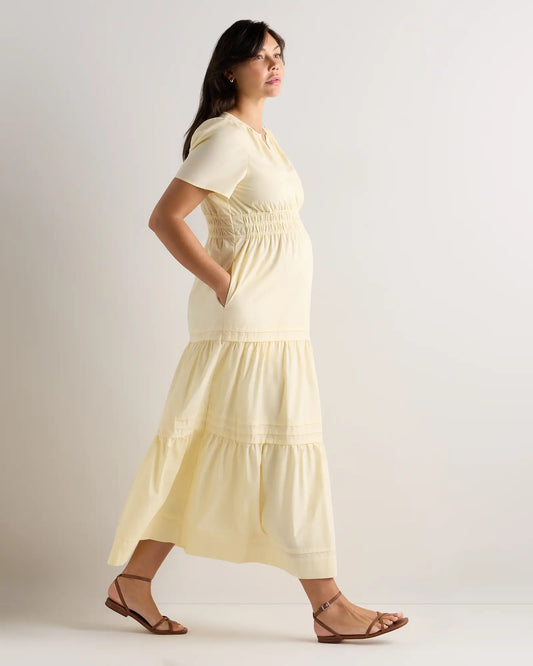 100% Organic Cotton Poplin Maternity Tiered Maxi Dress - US 6616