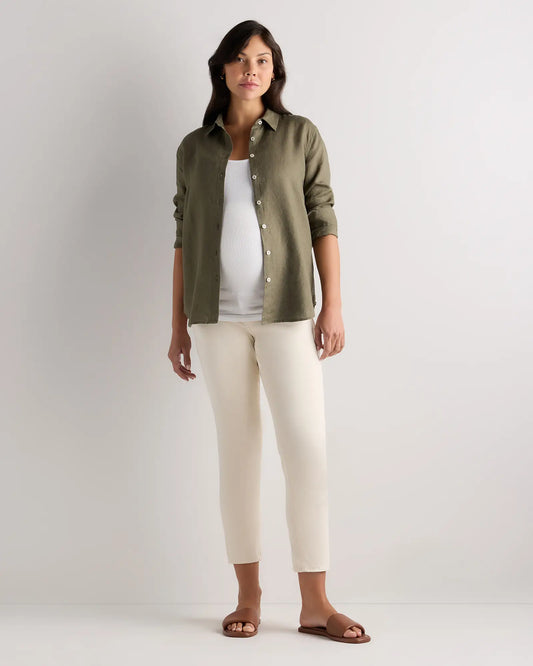 100% European Linen Maternity Long Sleeve Shirt - US 3960