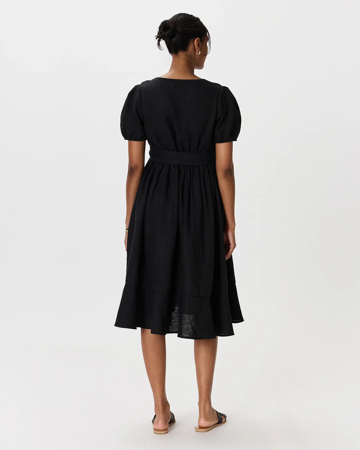 100% European Linen Maternity Short Sleeve Midi Dress - US 4530