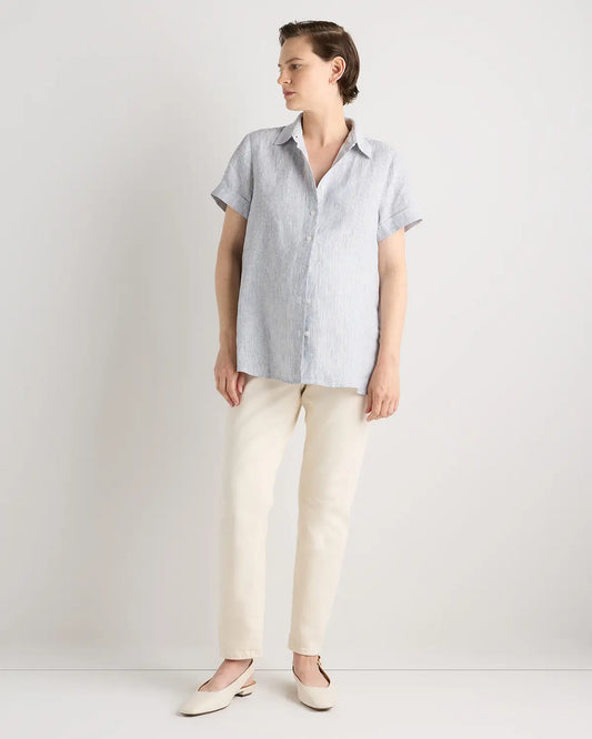 100% European Linen Maternity Camp Shirt - US 3132