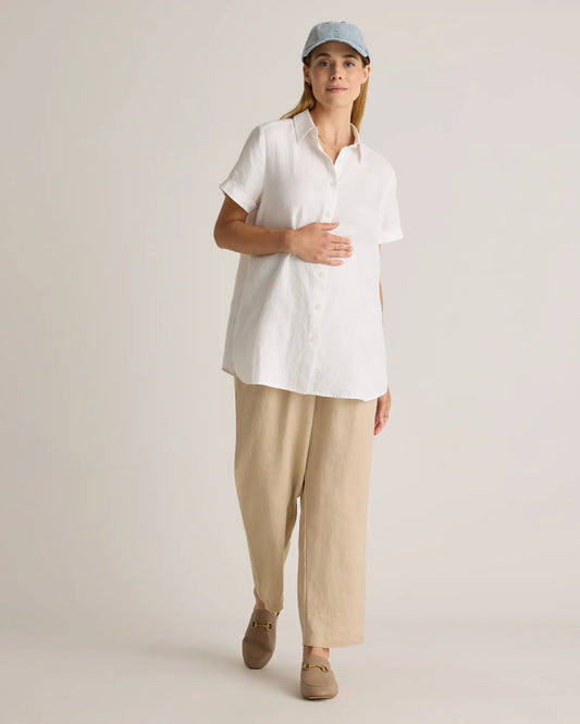 100% European Linen Maternity Camp Shirt - US 4529