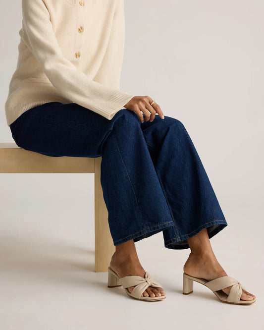 Italian Leather Twist Mid Heel Mule - US 4513