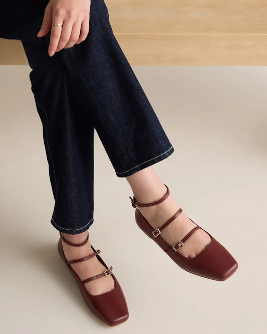 Italian Leather Strappy Ballet Flat - US 8087