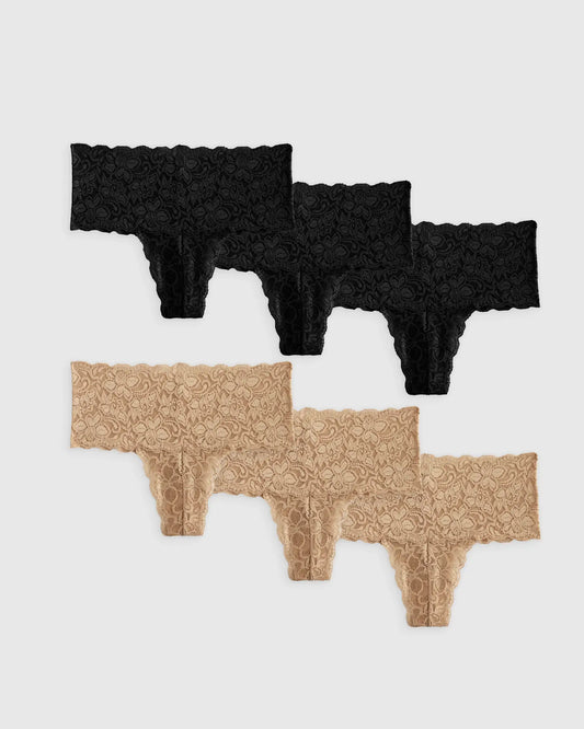 Stretch Lace Thong (6-pack) - US 9931