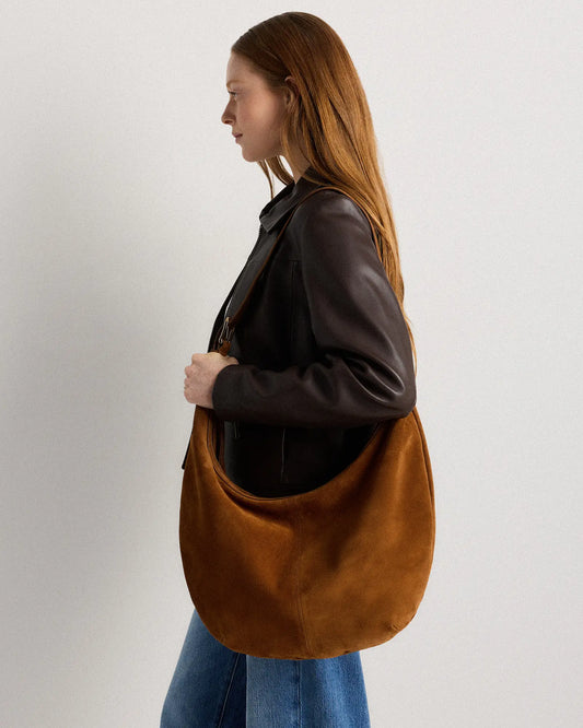 Italian Suede Crescent Shoulder Bag - US 4754
