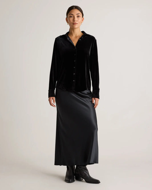 Stretch Silk Velvet Long Sleeve Shirt - US 0088