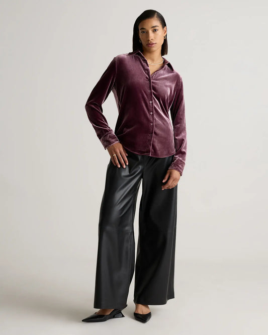 Stretch Silk Velvet Long Sleeve Shirt - US 0552