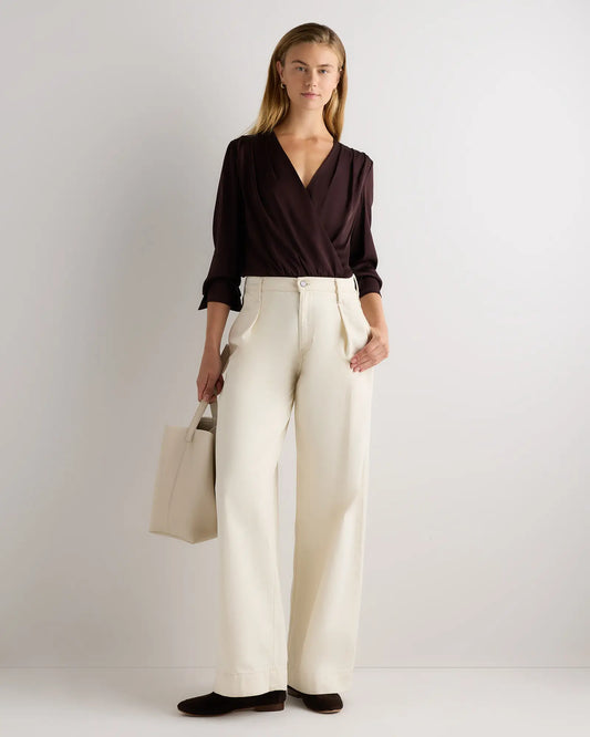 Washable Stretch Silk Surplice Bodysuit - US 7332