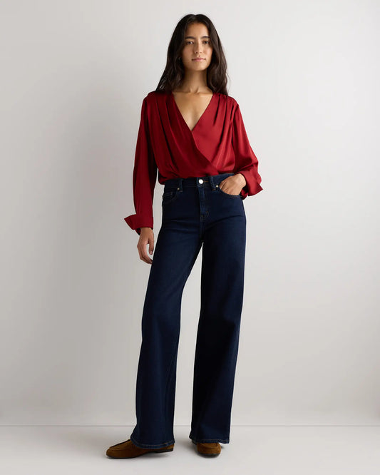 Washable Stretch Silk Surplice Bodysuit - US 4388