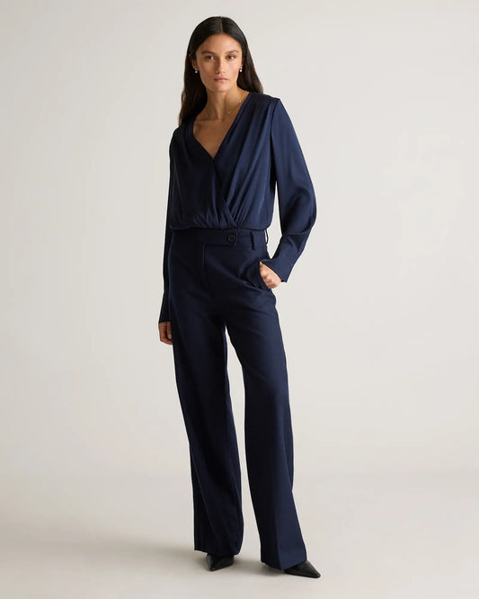 Washable Stretch Silk Surplice Bodysuit - US 0483