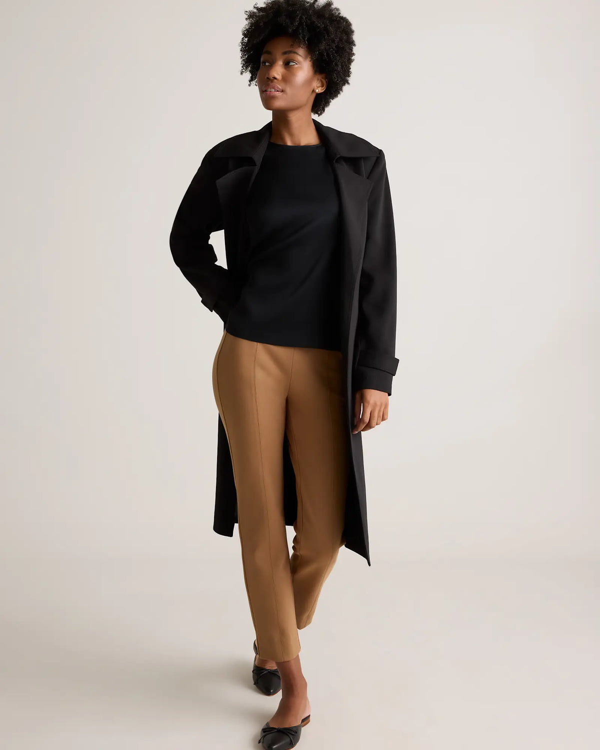 Washable Stretch Silk Split Hem Tee - US 5410