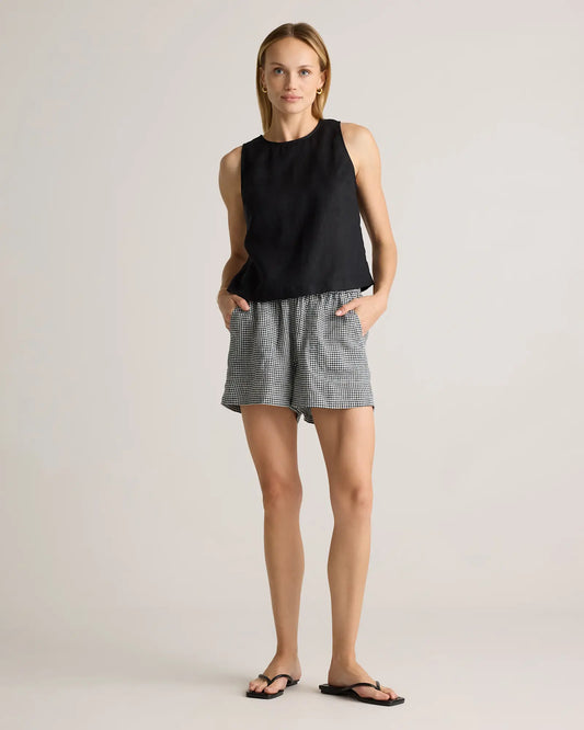 100% European Linen Cropped Tank - US 6834