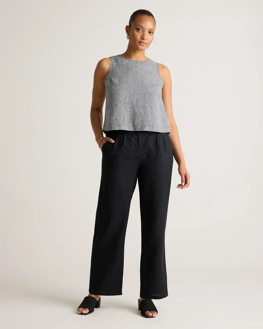 100% European Linen Cropped Tank - US 0348