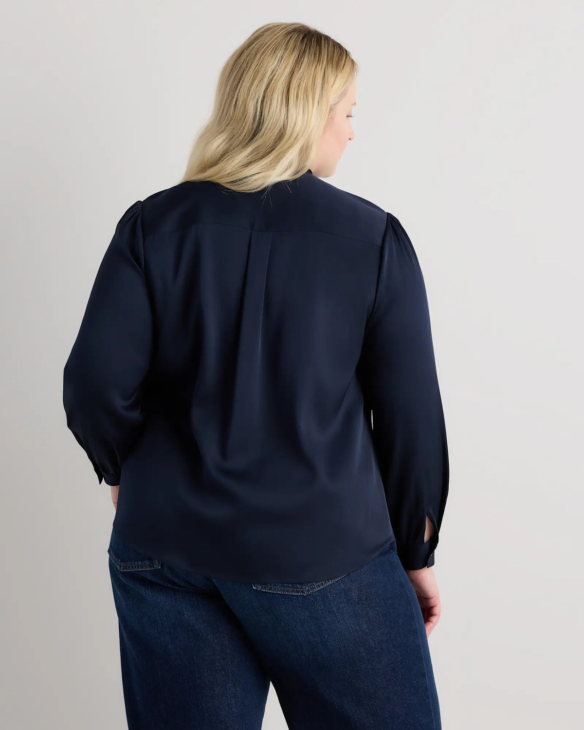 Washable Stretch Silk Tie Neck Blouse - US 1703